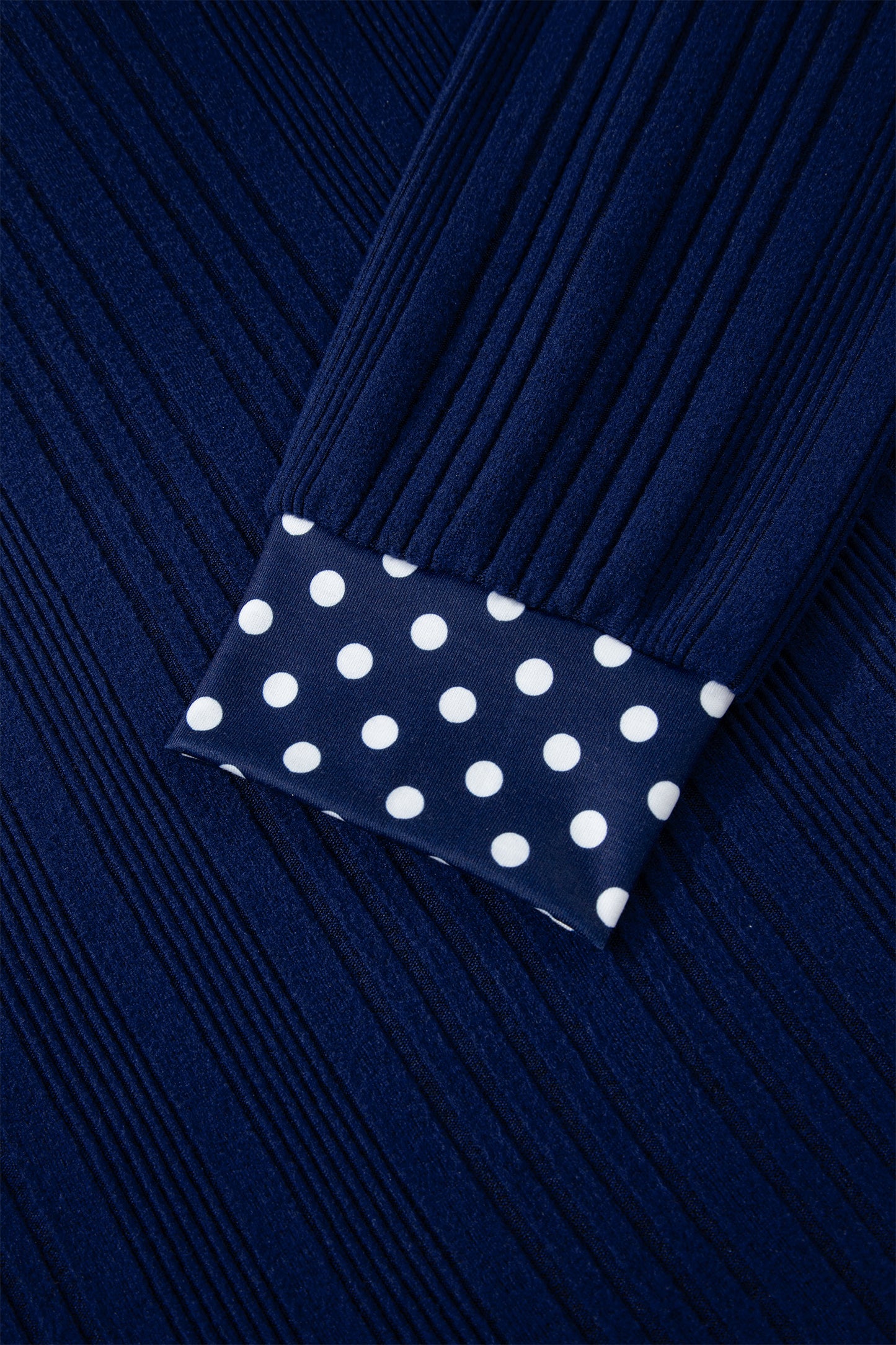 Polka Dot Trim V-Neck Ribbed Top