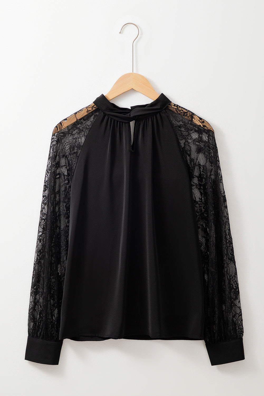 Lace Sleeve Keyhole Blouse