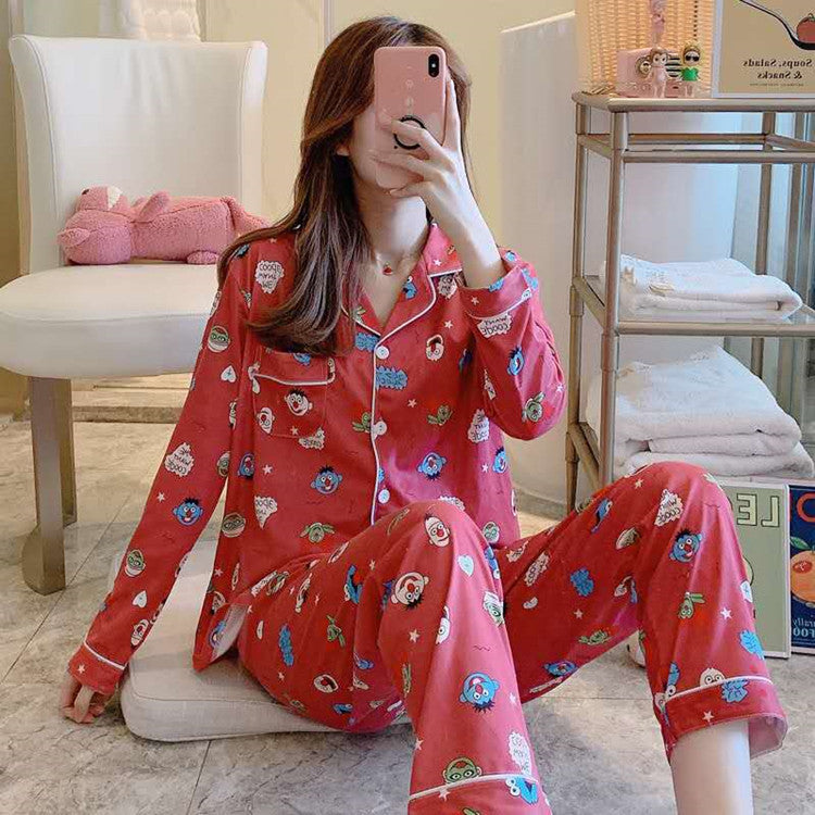 Cute Women's Long Sleeve Pajama Set for Home Wear