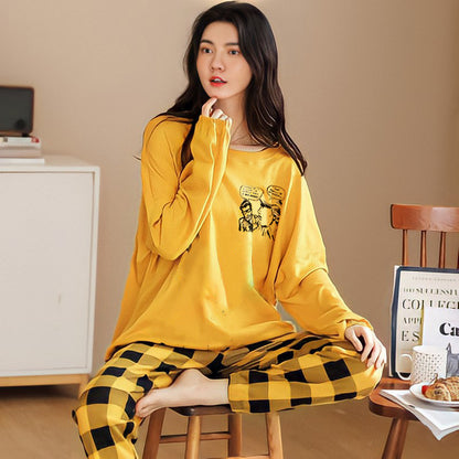 Korean Cotton Long-Sleeved Women's Pajama Set