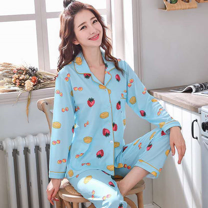 Cute Women's Long Sleeve Pajama Set for Home Wear