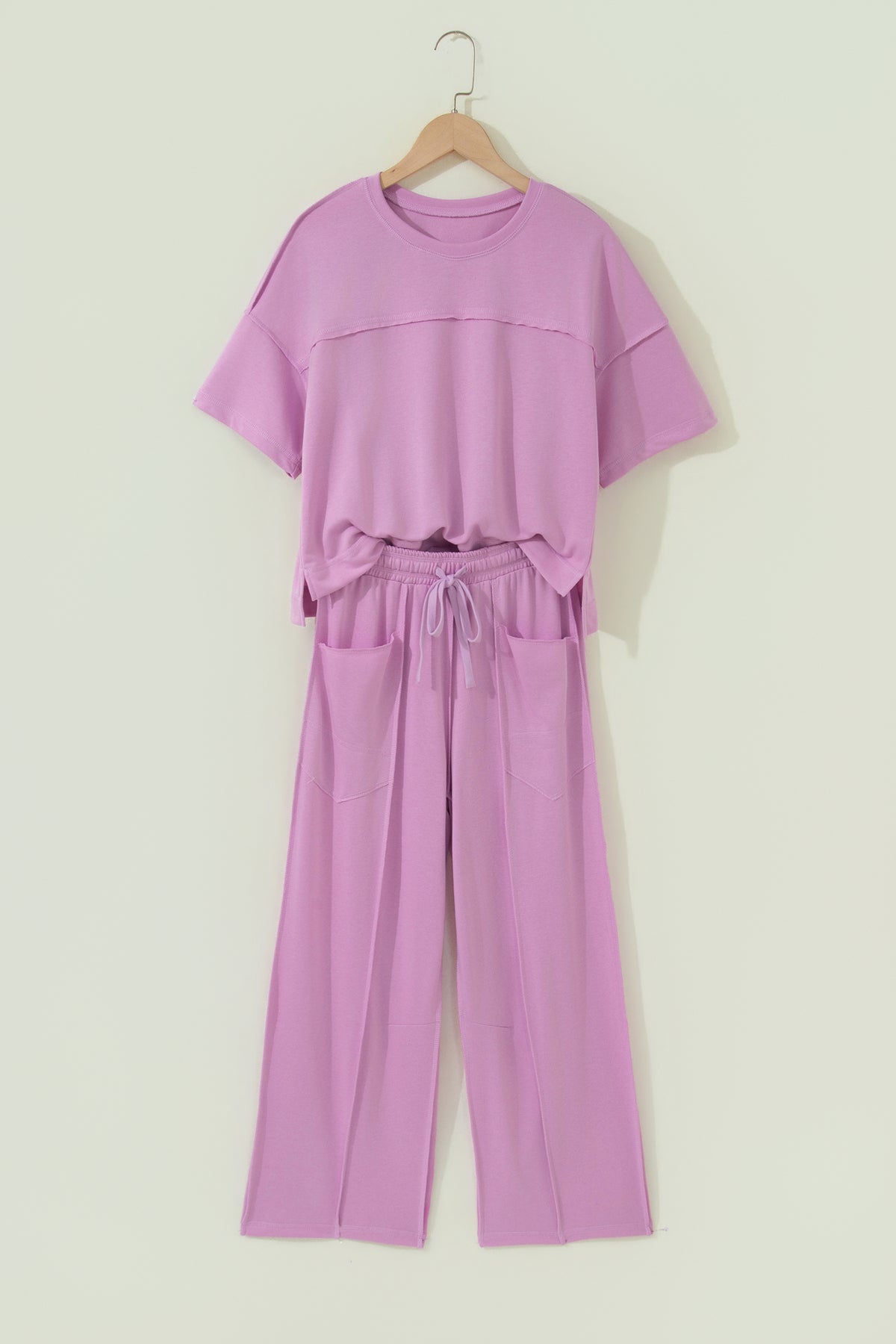 Sky Blue Drop Shoulder Boxy Tee and Barrel Pants Set