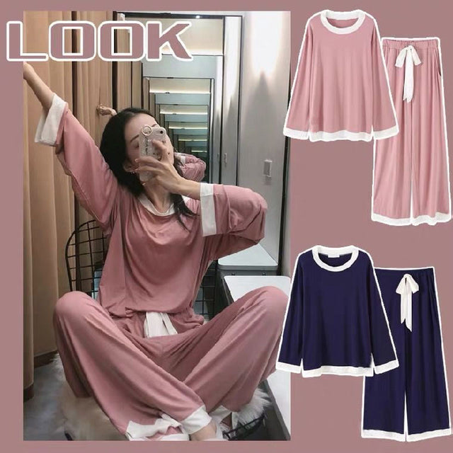 Cute Cartoon Print Long-Sleeved Women's Pajama Set