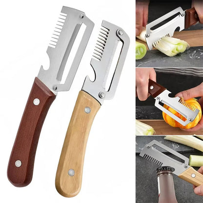 Premium Stainless Steel Vegetable & Fruit Peeler with Wooden Handle