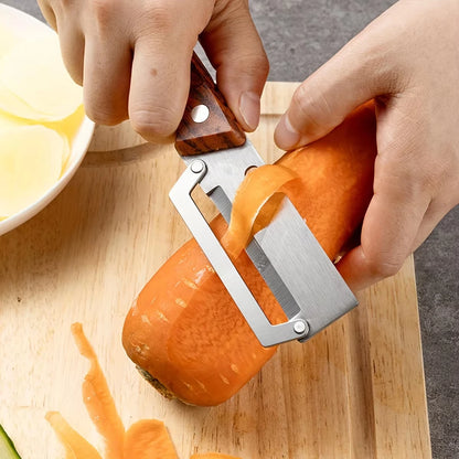 Premium Stainless Steel Vegetable & Fruit Peeler with Wooden Handle