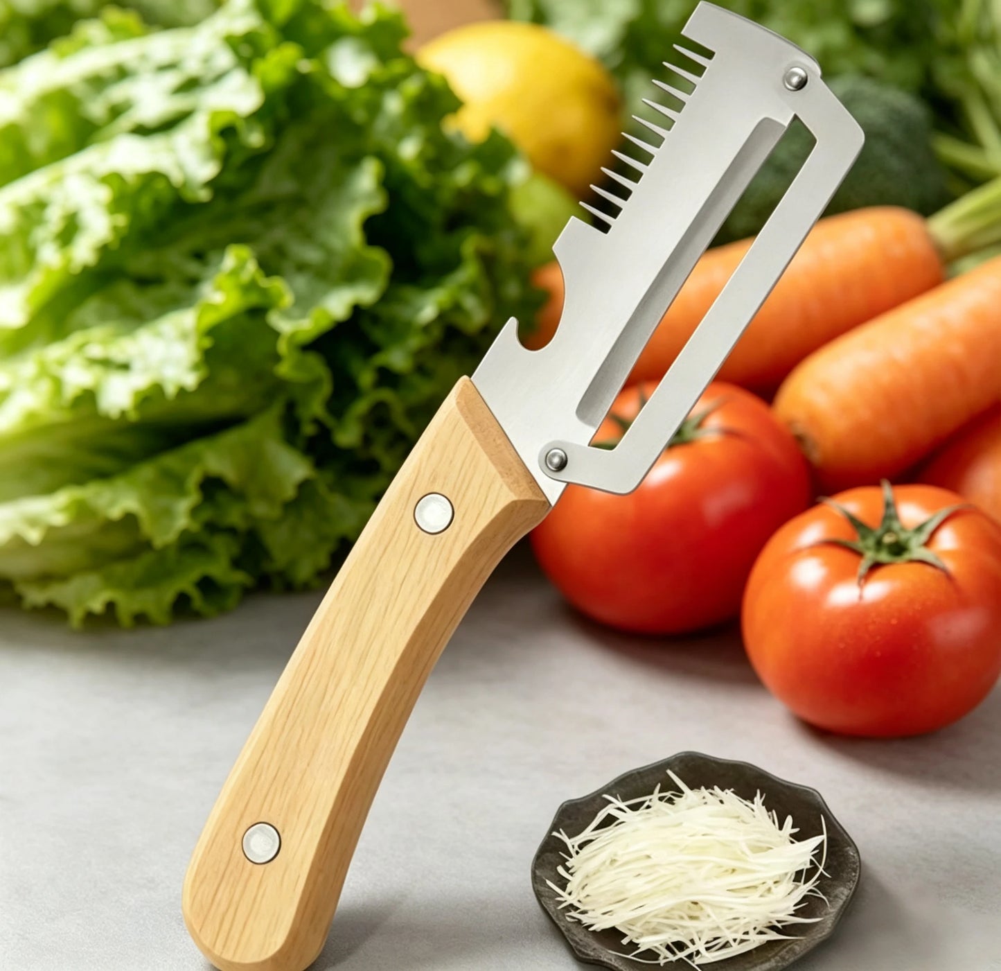 Premium Stainless Steel Vegetable & Fruit Peeler with Wooden Handle