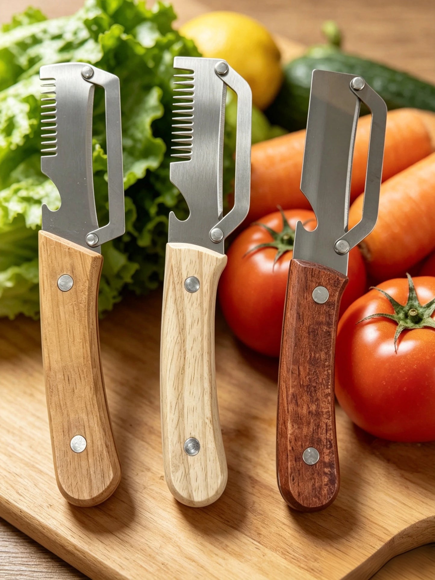 Premium Stainless Steel Vegetable & Fruit Peeler with Wooden Handle