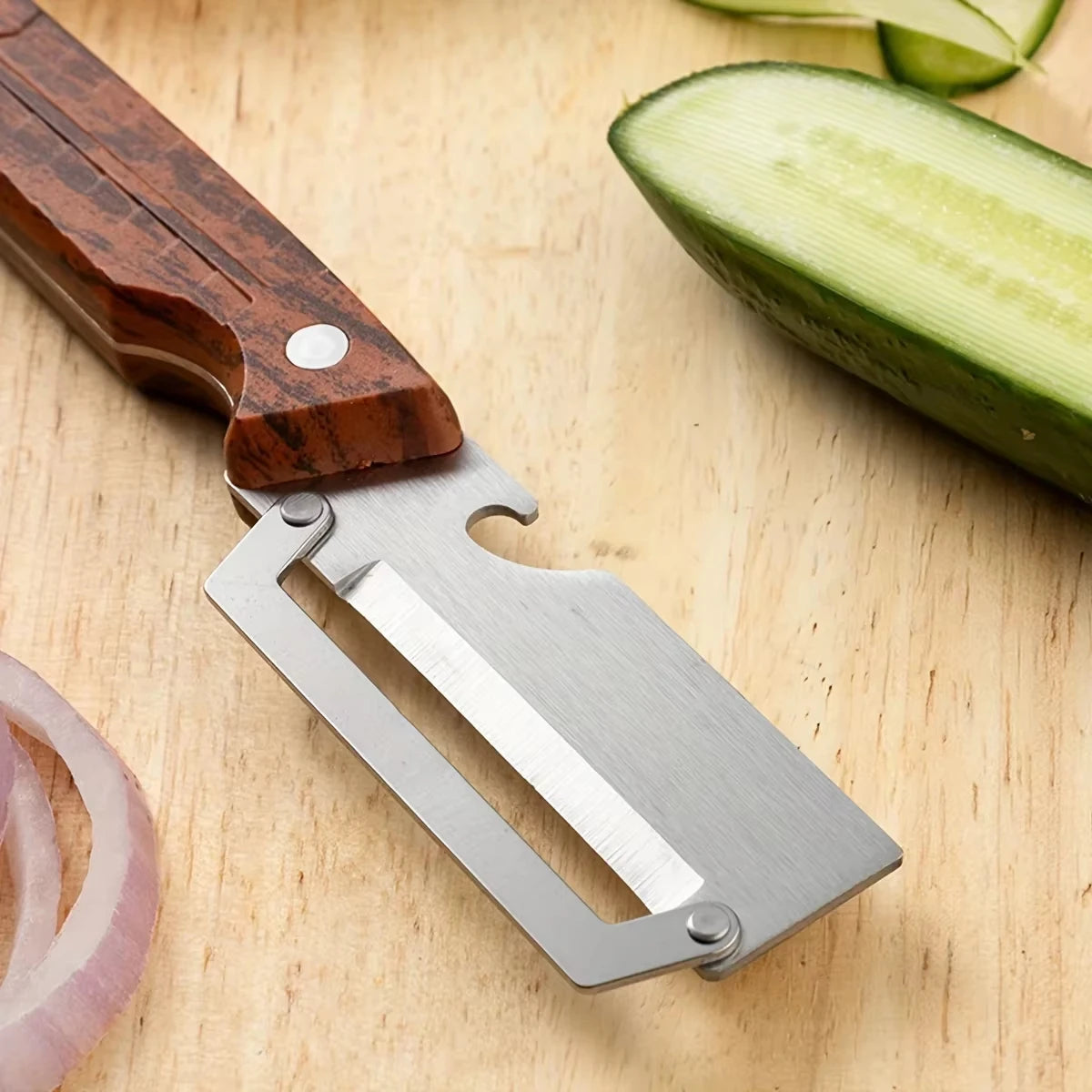 Premium Stainless Steel Vegetable & Fruit Peeler with Wooden Handle