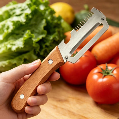Premium Stainless Steel Vegetable & Fruit Peeler with Wooden Handle
