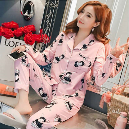 Cute Women's Long Sleeve Pajama Set for Home Wear