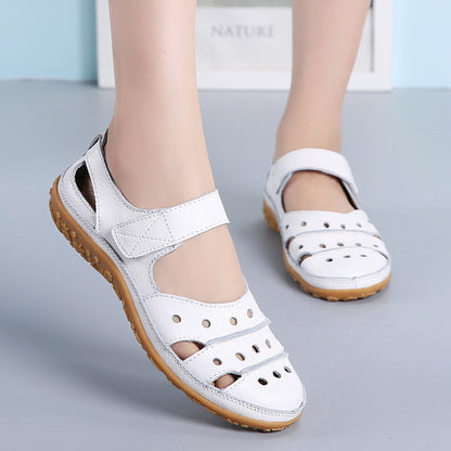 Women's Summer Leather Hollow Sandals - Breathable Comfort